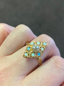14k Diamond & Opal Ring