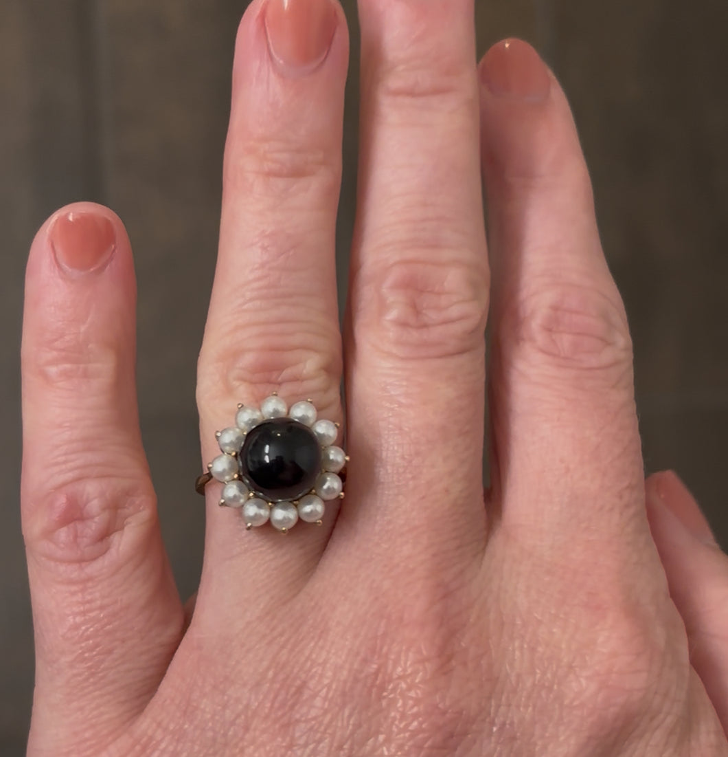14k Onyx & Pearl Ring
