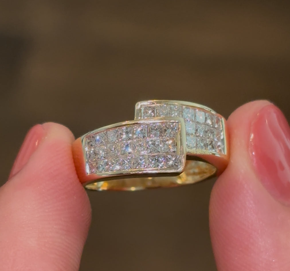 14k Invisible Set Princess Cut Ring