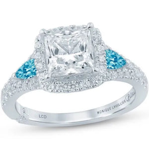 14k Diamond & Aquamarine Engagement
