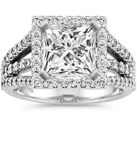 14k 3 Row Princess Diamond Ring