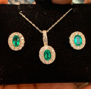 14k Emerald & Diamond Set