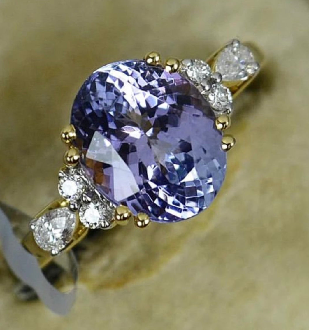 14k Tanzanite & Diamond Engagement Ring