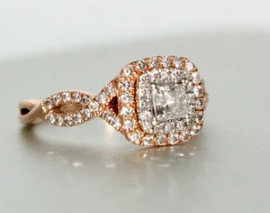 1.00CT T.W. Double Halo Infinity Ring In 14k Rose Gold