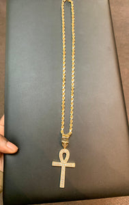 Solid Gold Rope Necklace & Pendent