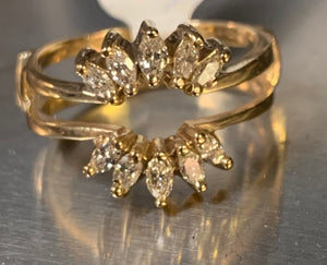 14k Diamond Ring Guard marquise